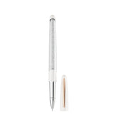 Crystalline Nova rollerball pen, White, Rose gold-tone plated